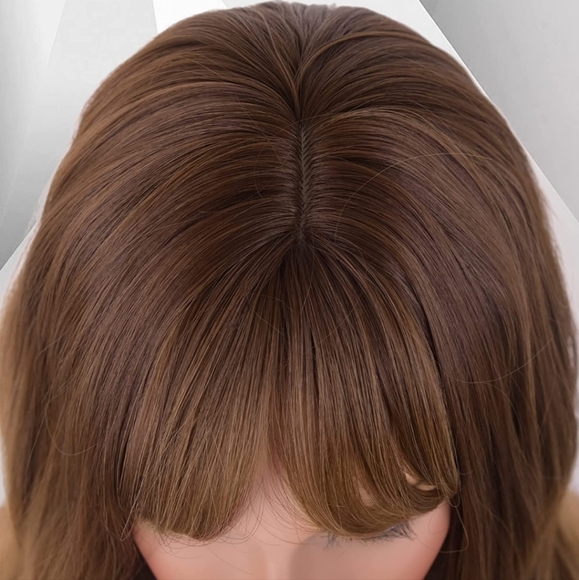 Ombre Brown Wig with Bangs - Picture 5 of 6
